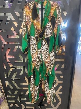 SHEIN Green Leopard & Baroque jumpsuit